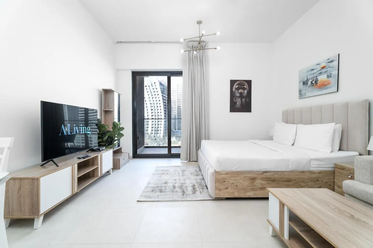 Aliving Stylish Studio Binghatti Canal View & Burj Khalifa Dubai Apartment